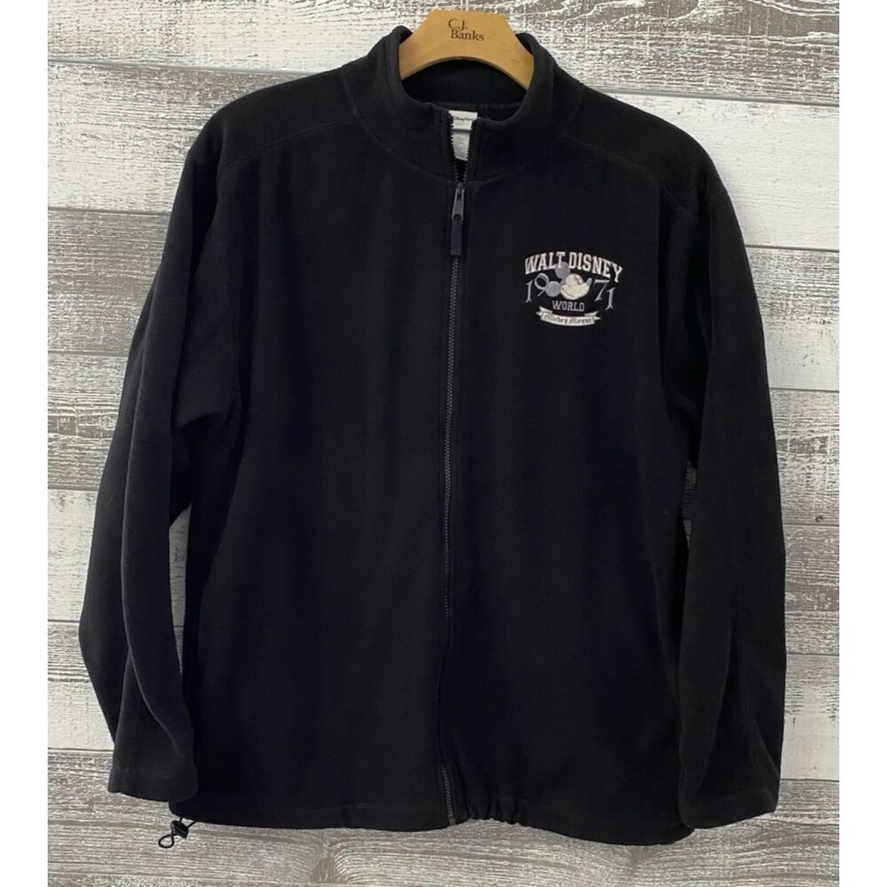 Walt Disney World Unisex Black Mickey Mouse Full Zip Fleece Jacket Size Med
